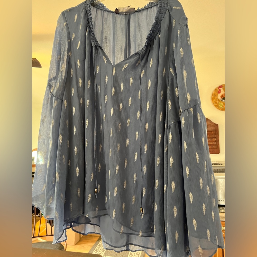 Jennifer Lopez Blue and Silver Blouse